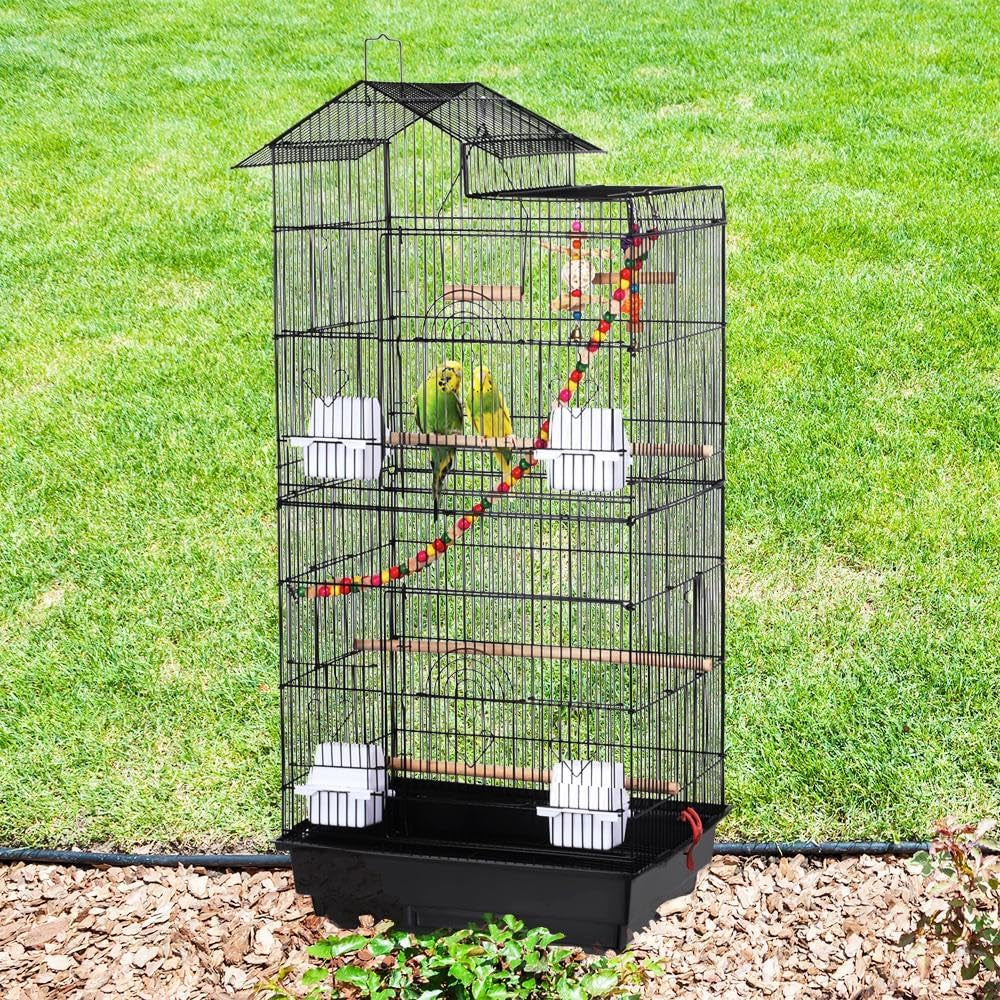 39-Inch Large Flight Bird Cage for Small Parrots and Pet Birds with Toys