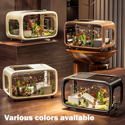 Extra-Large Panoramic Ecological Fish Tank for Home and Office Decor, Available in Multiple Colors