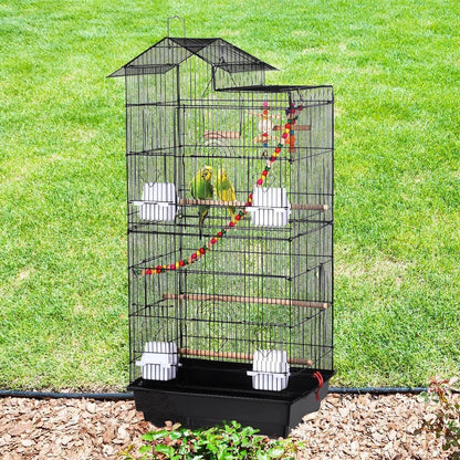 39-Inch Large Flight Bird Cage for Small Parrots and Pet Birds with Toys