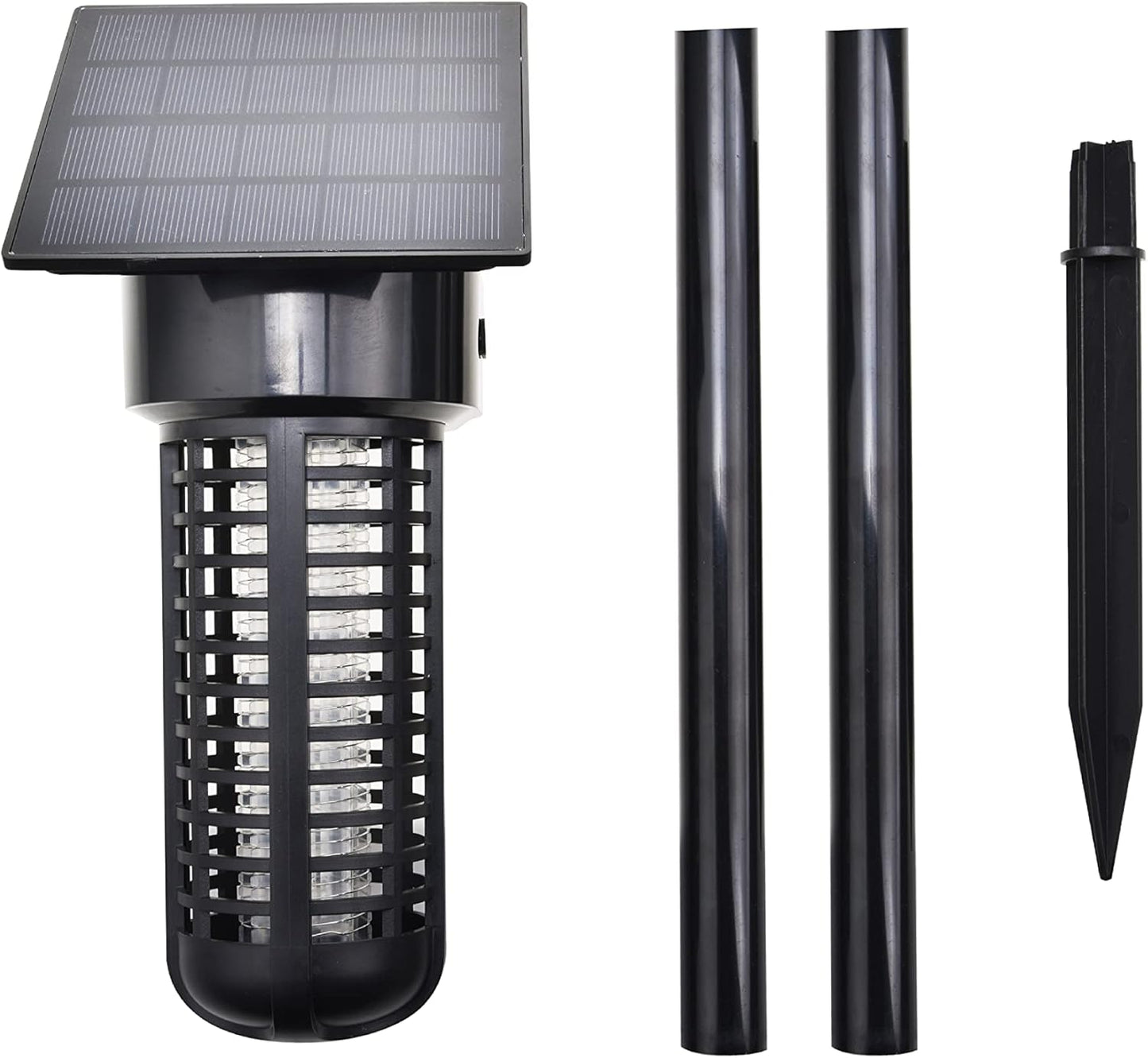 Outdoor Solar-Powered Waterproof Bug Zapper with UV LED Light, Adjustable Solar Panel, and USB Charging