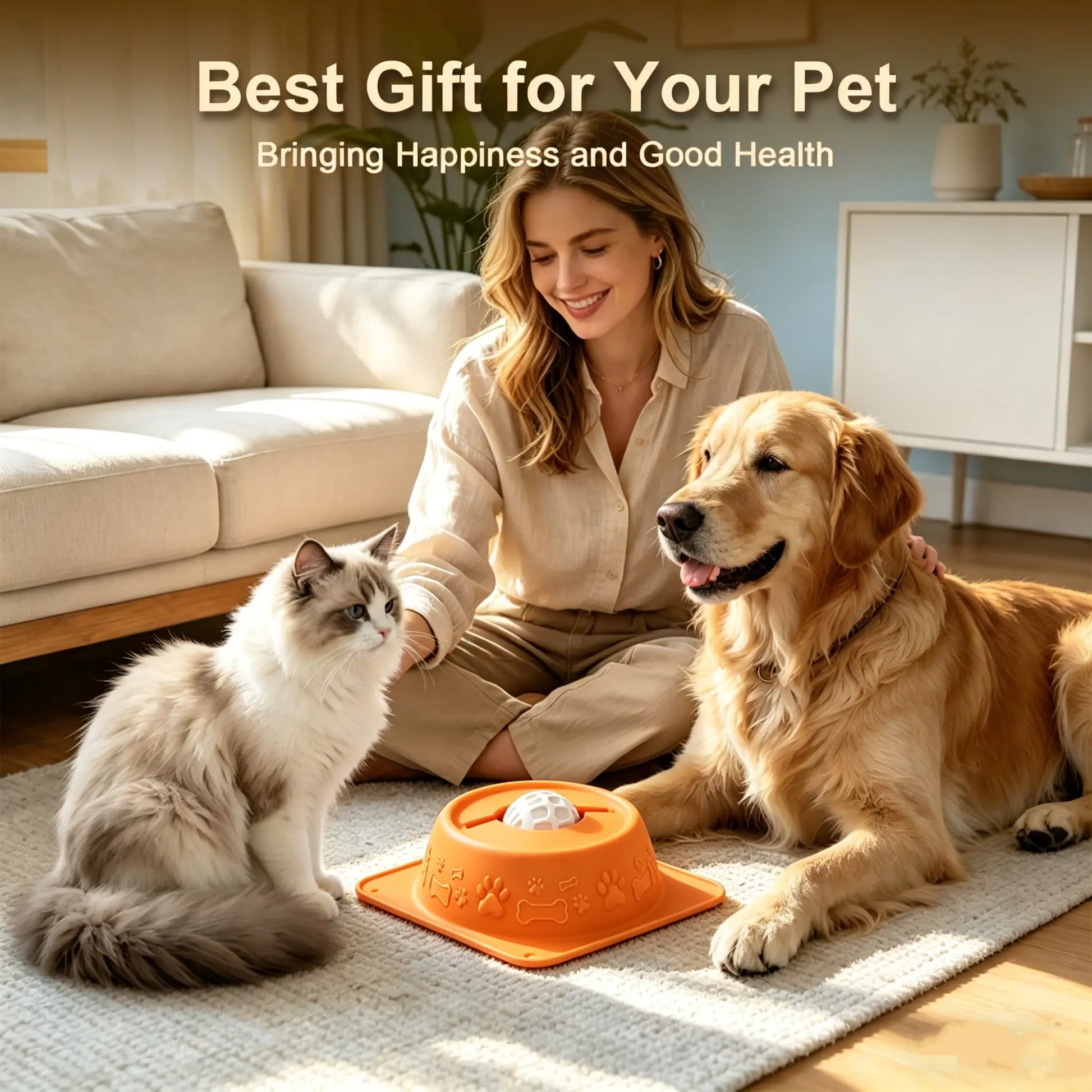 No-Spill Liquid Slow Feeder Bowl for Dogs and Cats, Lick Toy with Rolling Ball Design for Calming Anxiety Relief, Anti-Slip Silicone Bowl Suitable for Small to Large Pets
