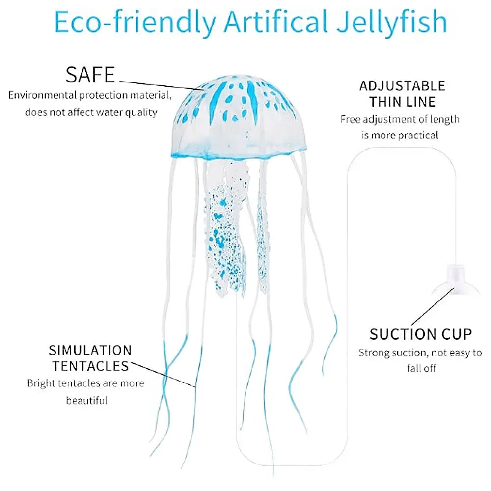 Fluorescent Realistic Jellyfish Set of 3 - Decorative Ornaments for Aquariums, Ideal for LED Fish Tank Night Light and Aquarium Supplies