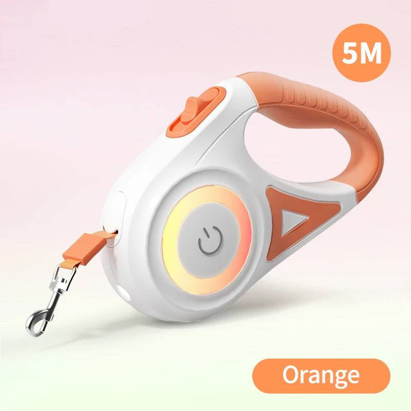 5M Automatic Retractable Dog Leash with LED Light - Stylish and Functional Flexi Lead for Dogs and Puppies