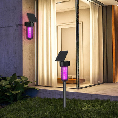 Outdoor Solar-Powered Waterproof Bug Zapper with UV LED Light, Adjustable Solar Panel, and USB Charging