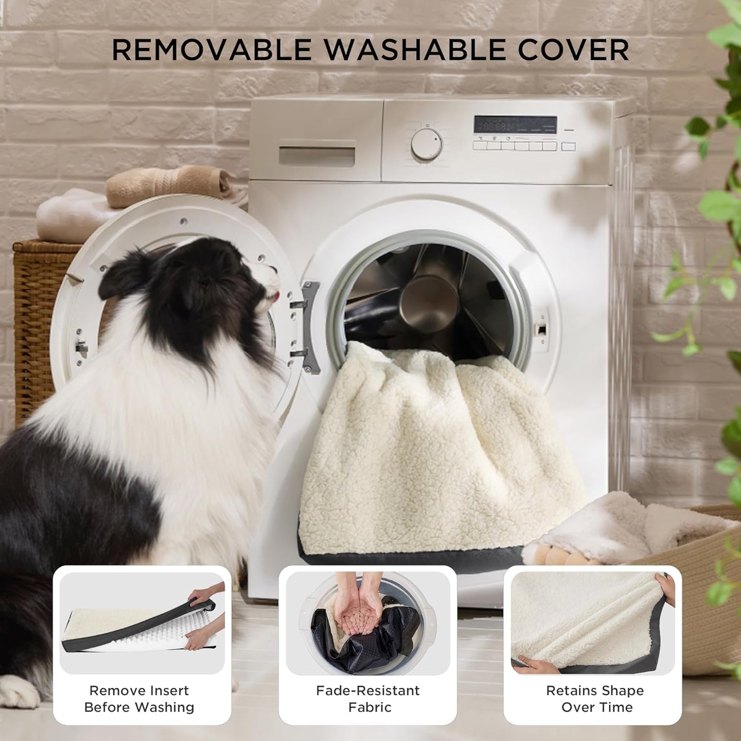 Bedsure Extra Large Dog Bed - Comfortable Flat Design with Removable Washable Cover, Orthopedic Egg Crate Foam, Ideal for Pets up to 100 lbs