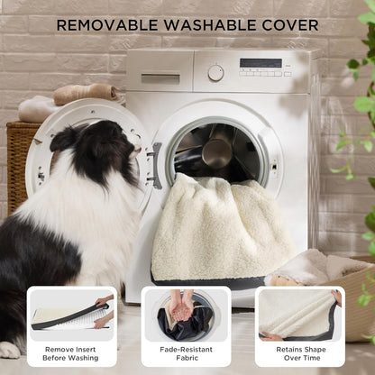 Bedsure Extra Large Dog Bed - Comfortable Flat Design with Removable Washable Cover, Orthopedic Egg Crate Foam, Ideal for Pets up to 100 lbs