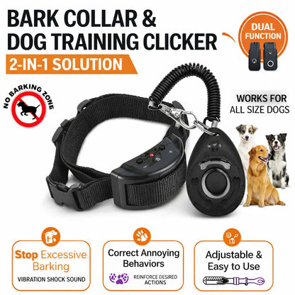 2-in-1 Dog Bark Collar Training System: Gentle Remote-Controlled No-Barking Solution for Home, Neighborhood, and Public Park Pet Management
