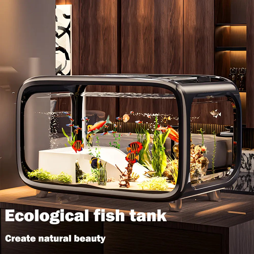 Extra-Large Panoramic Ecological Fish Tank for Home and Office Decor, Available in Multiple Colors