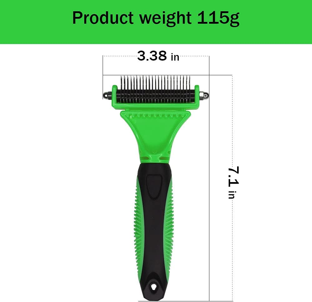 Ultimate Dog Grooming Tool: 2-Sided Dematting Comb for Effortless Shedding and Tangle Removal - Perfect for Cats and Dogs (Green)
