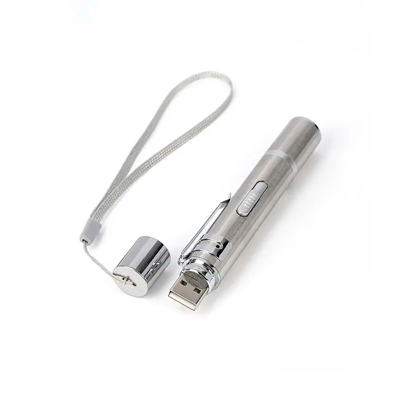 Interactive Cat Laser Pointer Toy with 5 Modes, USB Rechargeable Long Range LED Chaser for Indoor Cats - Portable Exercise and Training Device