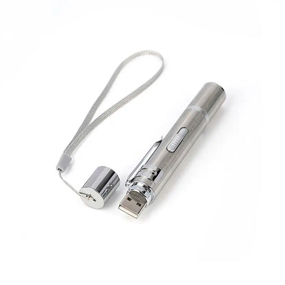 Interactive Cat Laser Pointer Toy with 5 Modes, USB Rechargeable Long Range LED Chaser for Indoor Cats - Portable Exercise and Training Device