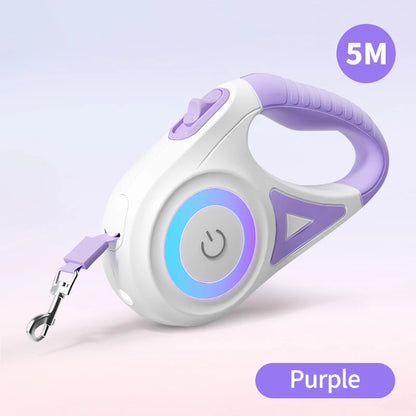 5M Automatic Retractable Dog Leash with LED Light - Stylish and Functional Flexi Lead for Dogs and Puppies