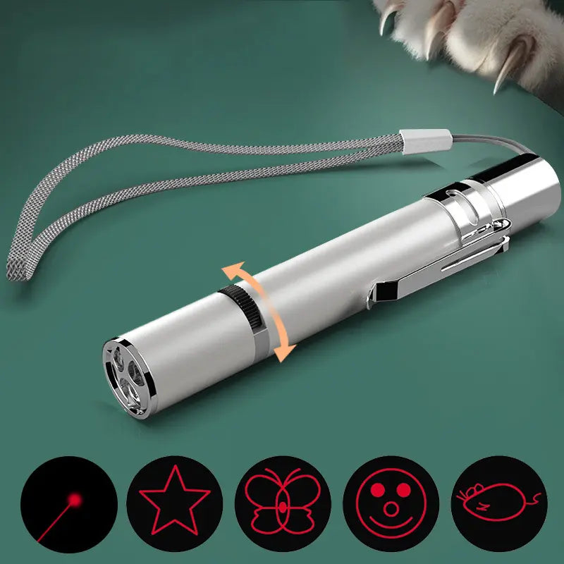 Interactive Cat Laser Pointer Toy with 5 Modes, USB Rechargeable Long Range LED Chaser for Indoor Cats - Portable Exercise and Training Device