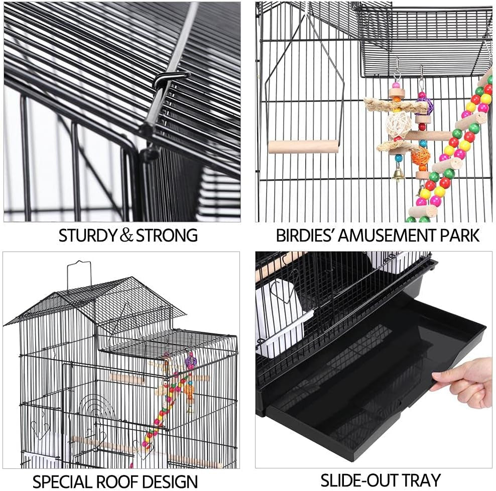 39-Inch Large Flight Bird Cage for Small Parrots and Pet Birds with Toys