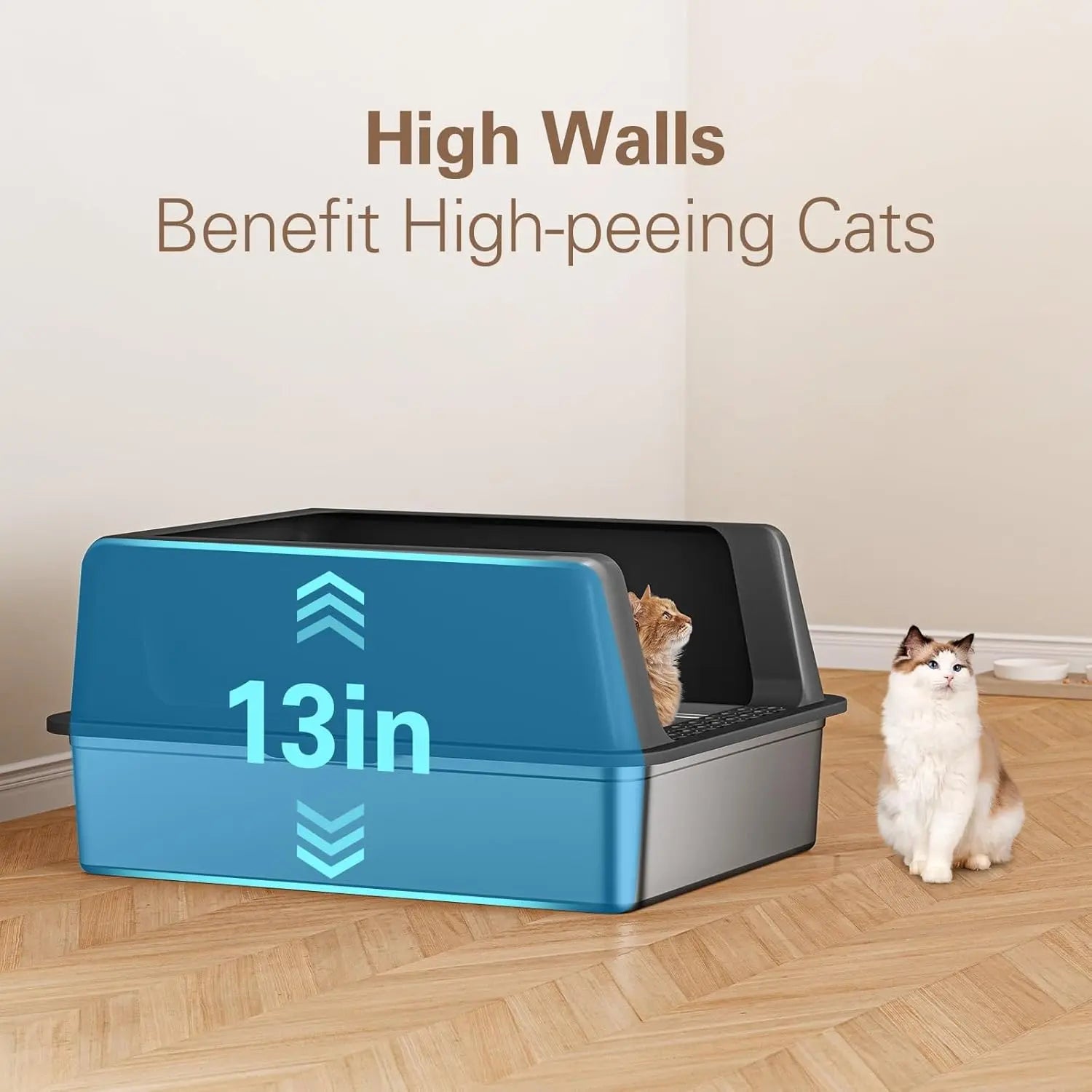 Zarler XXXL Large Stainless Steel Litter Box for Big Cats and Multi-Cat Households with Lids, Non-Stick, Odor-Free Design, Includes Filter Pedal and Durable Scoop