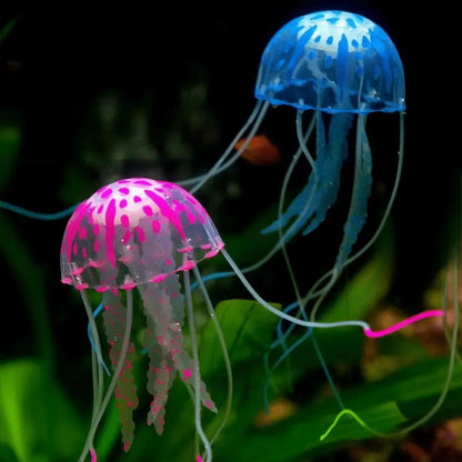 Fluorescent Realistic Jellyfish Set of 3 - Decorative Ornaments for Aquariums, Ideal for LED Fish Tank Night Light and Aquarium Supplies