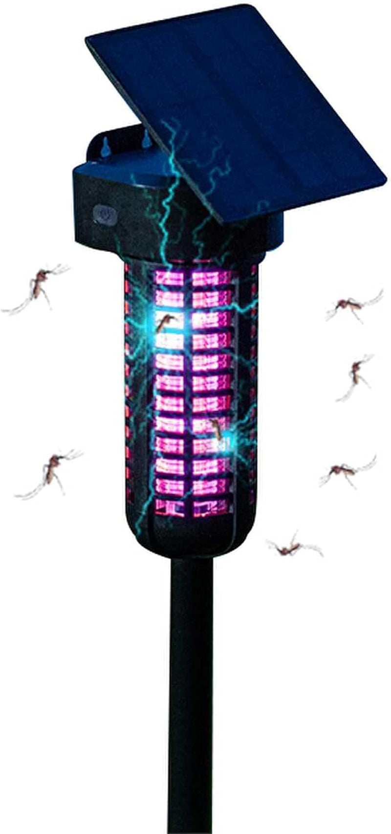Outdoor Solar-Powered Waterproof Bug Zapper with UV LED Light, Adjustable Solar Panel, and USB Charging