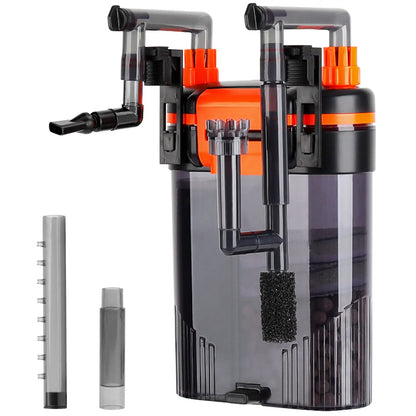 Hygger External Hang-On-Back Canister Aquarium Filter - Quiet Operation, 3-Stage Filtration, Anti-Dry Burn Motor, Adjustable Flow, Oil Skimmer, Duckbill Nozzle, and Shower Spray Bar