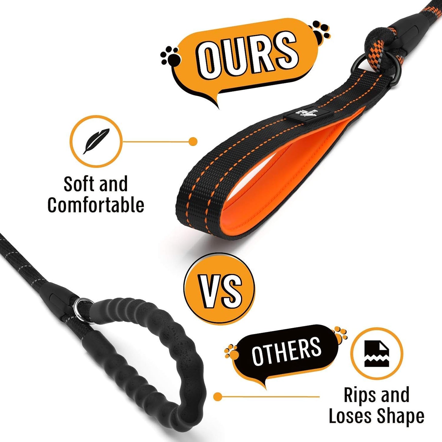 Durable Dog Rope Leash with Ergonomic Padded Handle and Reflective Threads, Suitable for Small, Medium, and Large Dogs - Ideal for Training, Running, and Walking