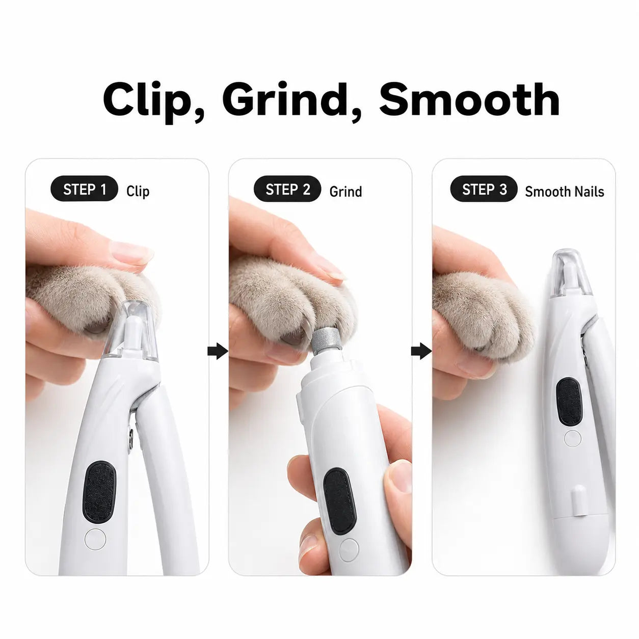 Professional Pet Nail Clipper with Catcher and Grinder, LED Rechargeable 2-in-1 Nail Trimmer for Dogs and Cats of All Sizes