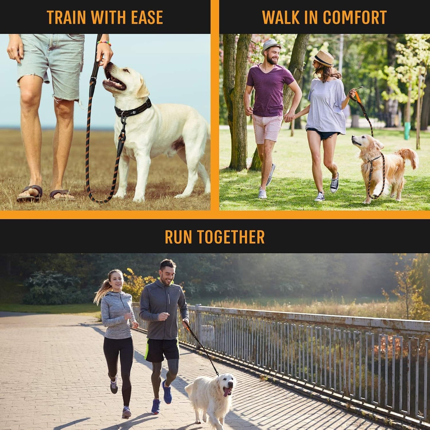Durable Dog Rope Leash with Ergonomic Padded Handle and Reflective Threads, Suitable for Small, Medium, and Large Dogs - Ideal for Training, Running, and Walking