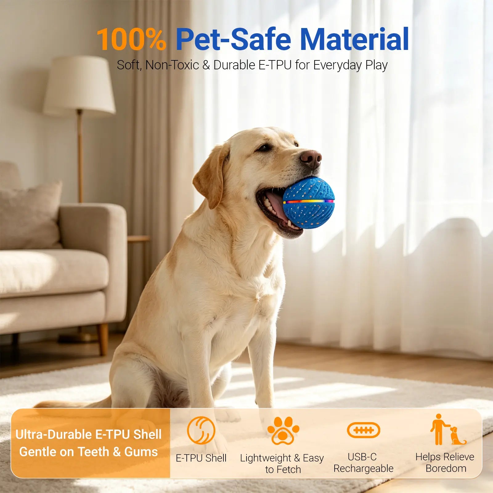 Automated Interactive Dog Ball Toy for Small to Medium Breeds, LED Illuminated, USB Rechargeable Fetch Toy for Indoor and Outdoor Activities
