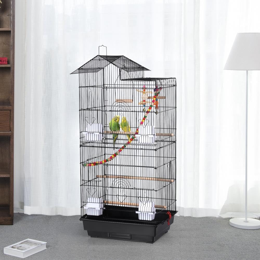 39-Inch Large Flight Bird Cage for Small Parrots and Pet Birds with Toys
