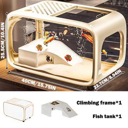 Extra-Large Panoramic Ecological Fish Tank for Home and Office Decor, Available in Multiple Colors