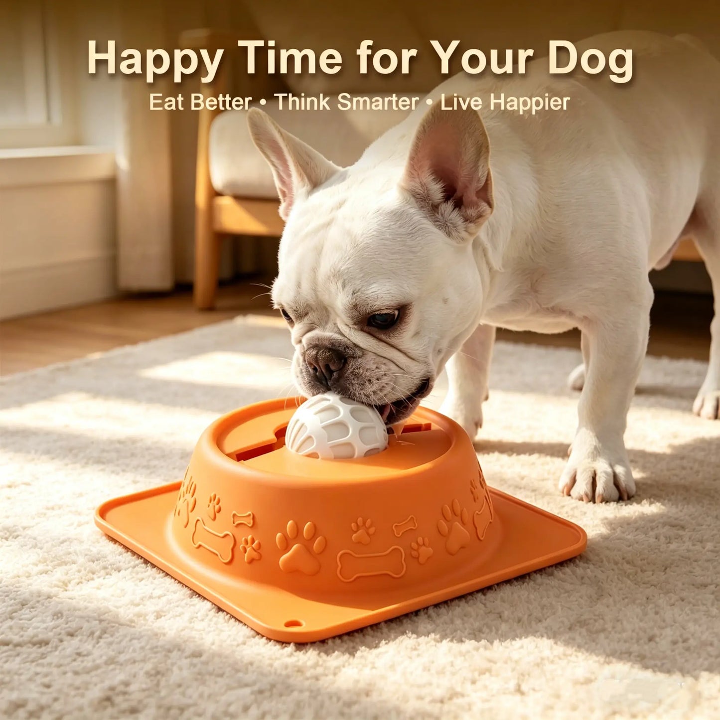 No-Spill Liquid Slow Feeder Bowl for Dogs and Cats, Lick Toy with Rolling Ball Design for Calming Anxiety Relief, Anti-Slip Silicone Bowl Suitable for Small to Large Pets