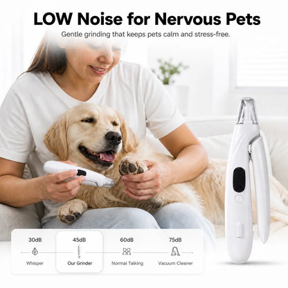 Professional Pet Nail Clipper with Catcher and Grinder, LED Rechargeable 2-in-1 Nail Trimmer for Dogs and Cats of All Sizes