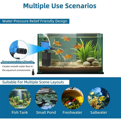 Submersible Internal Aquarium Filter for 5-15 Gallon Tanks, 120GPH Pump with Adjustable Air Flow for Freshwater and Saltwater Aquariums and Ponds