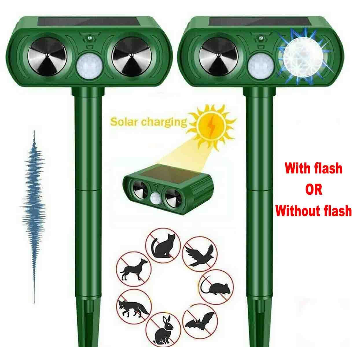 Solar-Powered Ultrasonic Animal Repeller for Dogs and Cats, Waterproof Design
