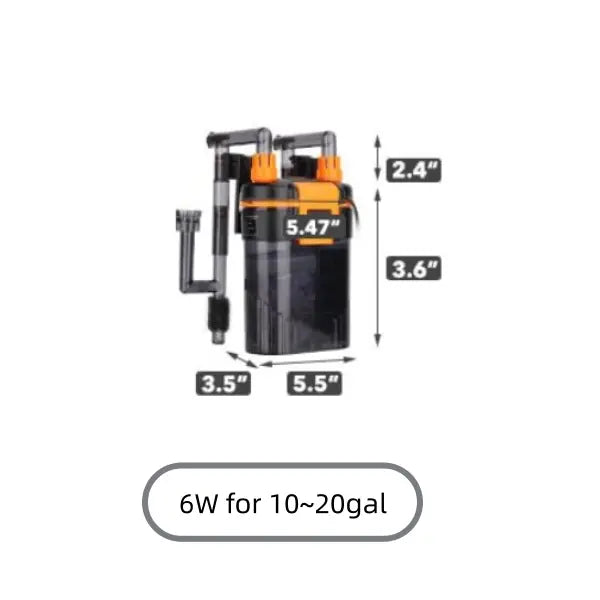 Hygger External Hang-On-Back Canister Aquarium Filter - Quiet Operation, 3-Stage Filtration, Anti-Dry Burn Motor, Adjustable Flow, Oil Skimmer, Duckbill Nozzle, and Shower Spray Bar