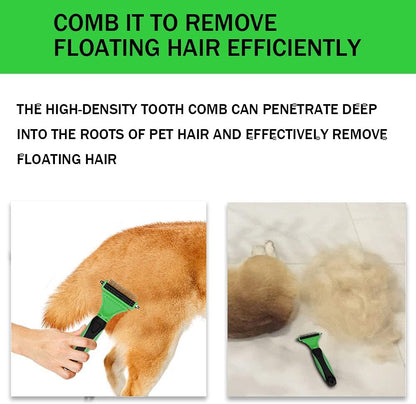 Ultimate Dog Grooming Tool: 2-Sided Dematting Comb for Effortless Shedding and Tangle Removal - Perfect for Cats and Dogs (Green)