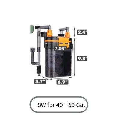 Hygger External Hang-On-Back Canister Aquarium Filter - Quiet Operation, 3-Stage Filtration, Anti-Dry Burn Motor, Adjustable Flow, Oil Skimmer, Duckbill Nozzle, and Shower Spray Bar