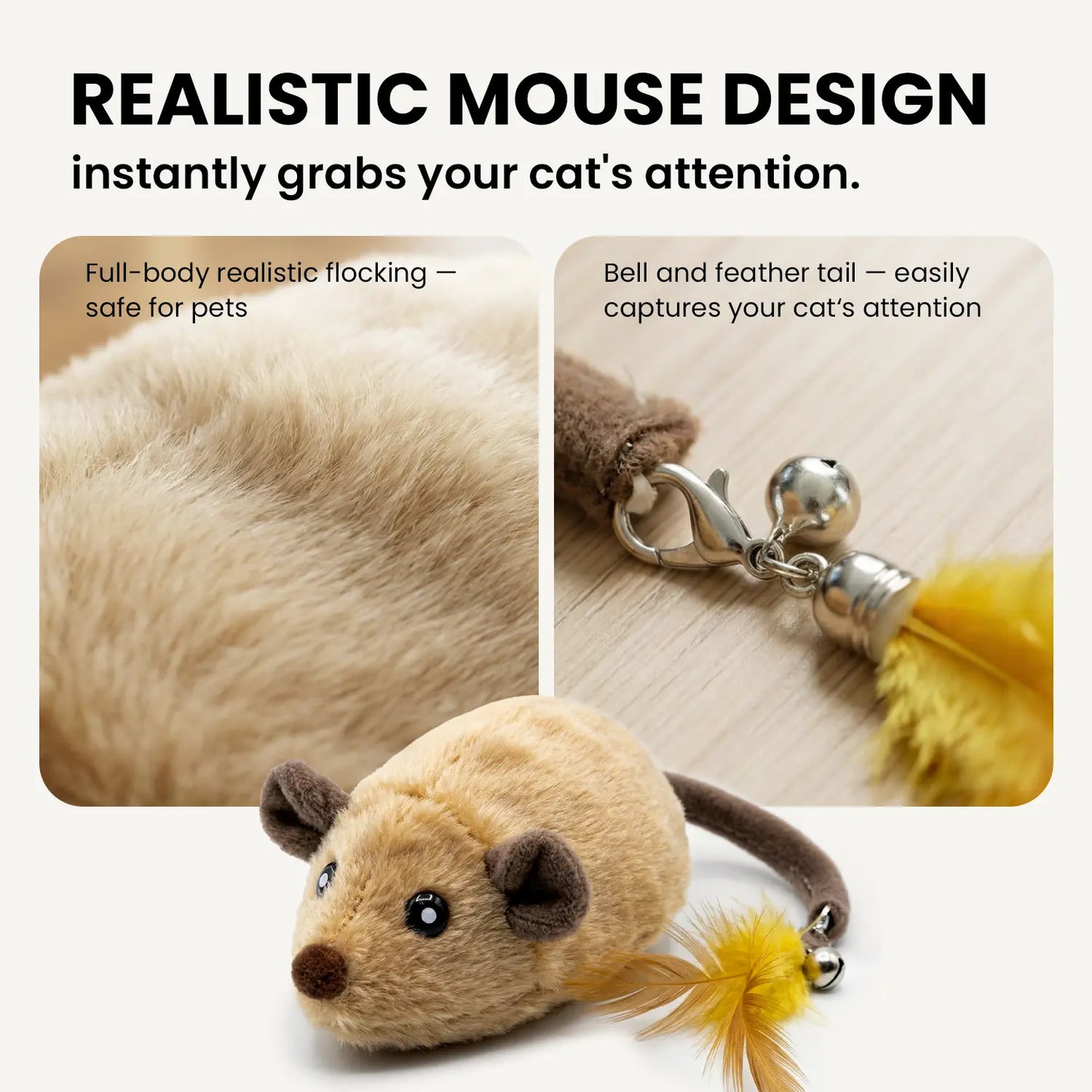 Geoorood USB Rechargeable Interactive Cat Toy – Random Movement Mouse for Indoor Cats (5V/1A Adapter Required, Not Included)