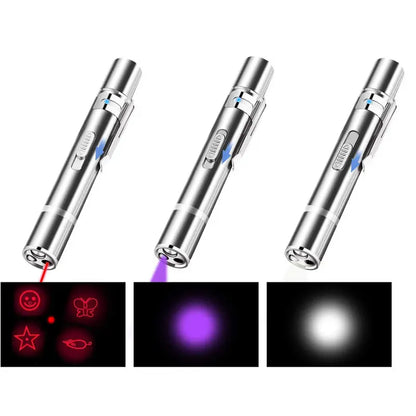 Interactive Cat Laser Pointer Toy with 5 Modes, USB Rechargeable Long Range LED Chaser for Indoor Cats - Portable Exercise and Training Device