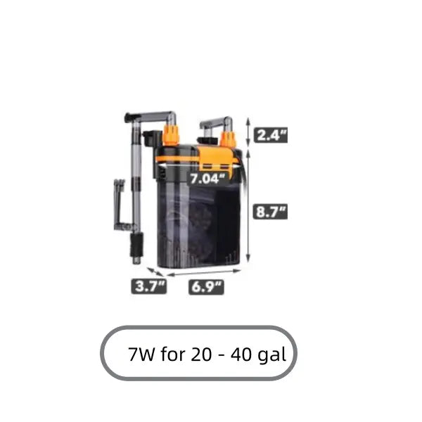 Hygger External Hang-On-Back Canister Aquarium Filter - Quiet Operation, 3-Stage Filtration, Anti-Dry Burn Motor, Adjustable Flow, Oil Skimmer, Duckbill Nozzle, and Shower Spray Bar