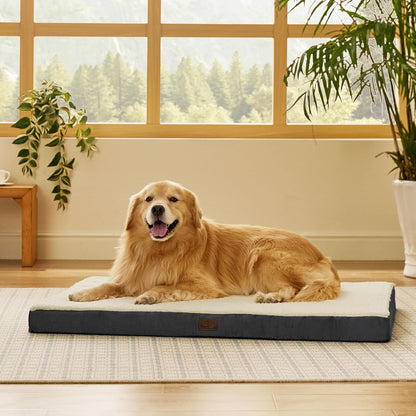 Bedsure Extra Large Dog Bed - Comfortable Flat Design with Removable Washable Cover, Orthopedic Egg Crate Foam, Ideal for Pets up to 100 lbs