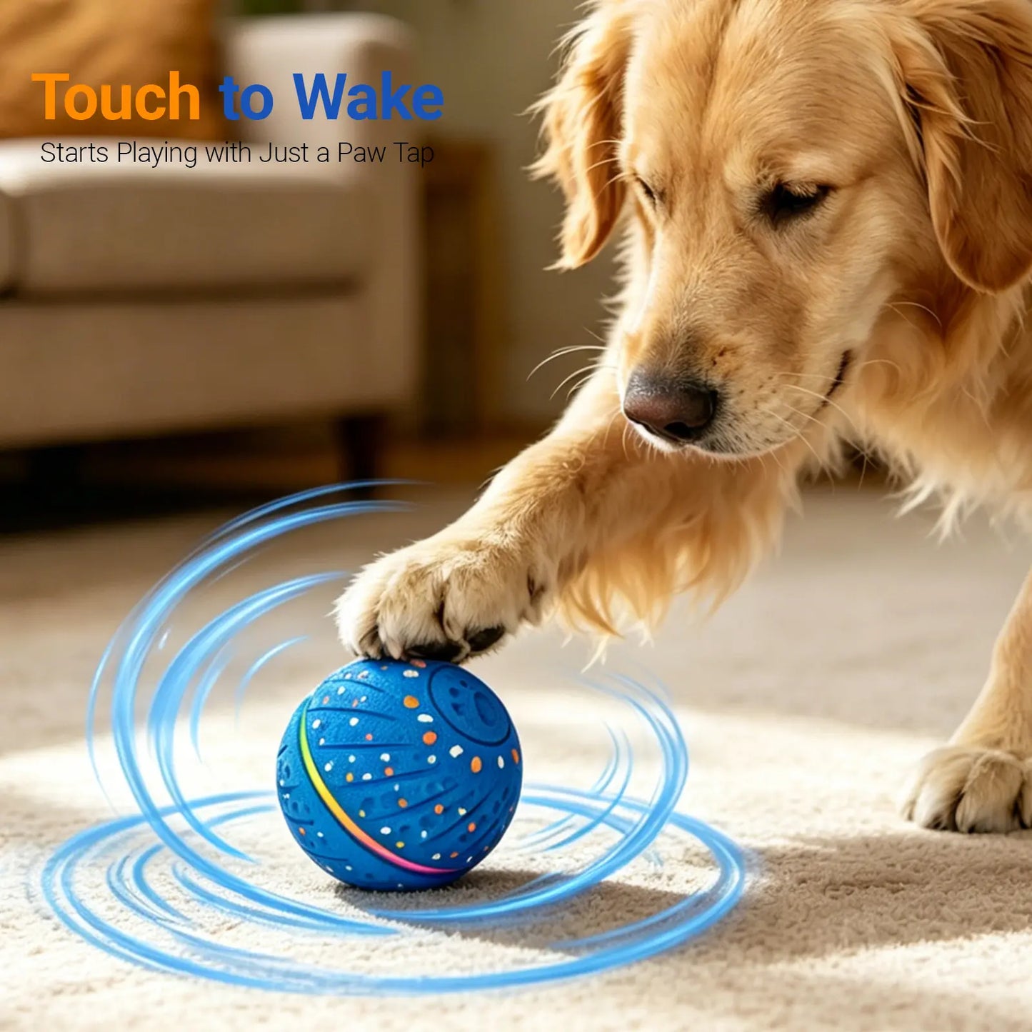 Automated Interactive Dog Ball Toy for Small to Medium Breeds, LED Illuminated, USB Rechargeable Fetch Toy for Indoor and Outdoor Activities