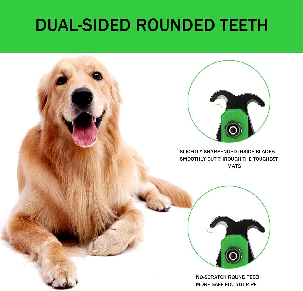 Ultimate Dog Grooming Tool: 2-Sided Dematting Comb for Effortless Shedding and Tangle Removal - Perfect for Cats and Dogs (Green)