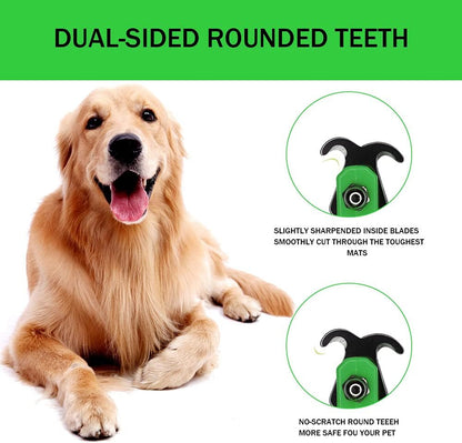 Ultimate Dog Grooming Tool: 2-Sided Dematting Comb for Effortless Shedding and Tangle Removal - Perfect for Cats and Dogs (Green)