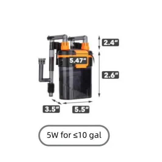 Hygger External Hang-On-Back Canister Aquarium Filter - Quiet Operation, 3-Stage Filtration, Anti-Dry Burn Motor, Adjustable Flow, Oil Skimmer, Duckbill Nozzle, and Shower Spray Bar