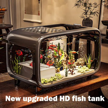 Extra-Large Panoramic Ecological Fish Tank for Home and Office Decor, Available in Multiple Colors