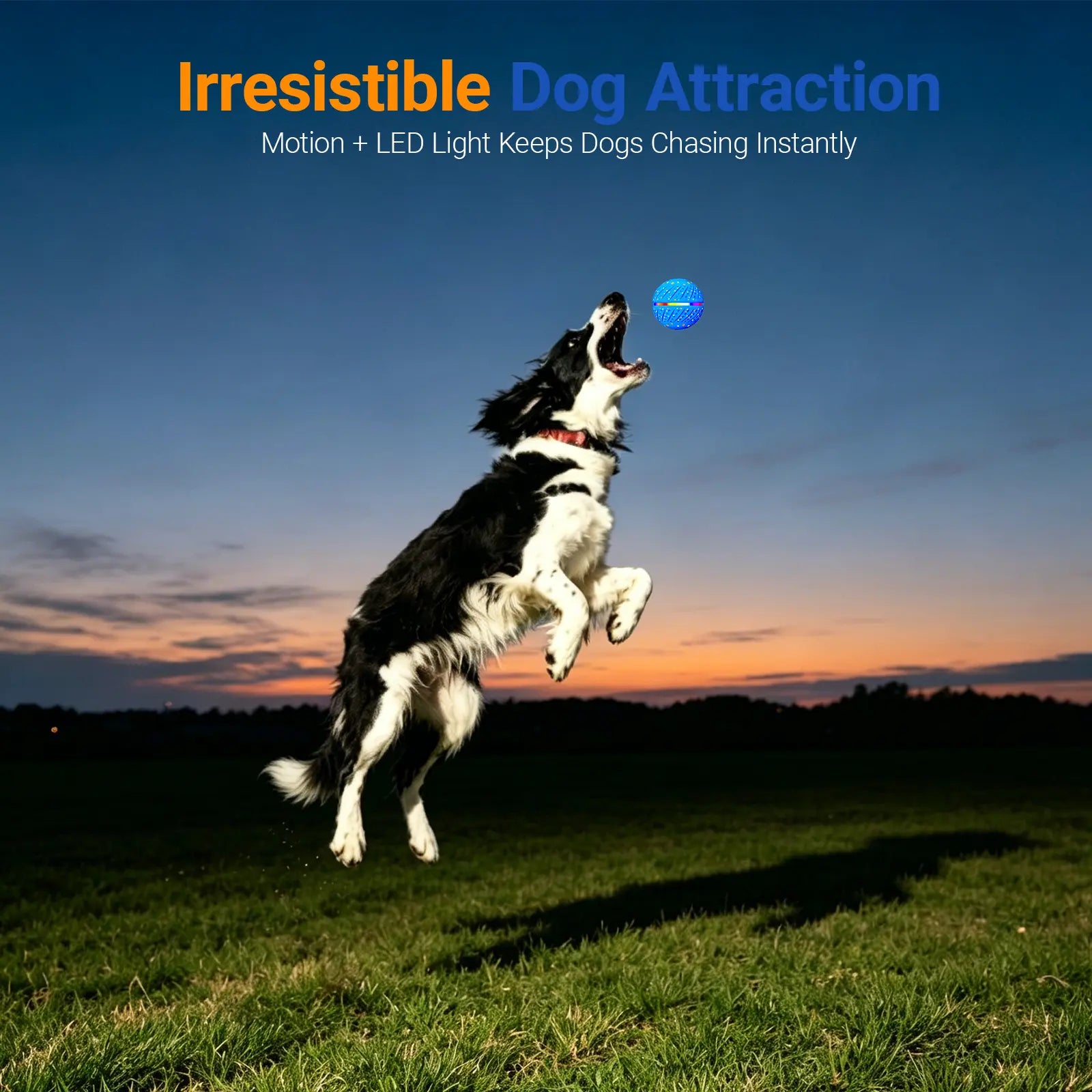 Automated Interactive Dog Ball Toy for Small to Medium Breeds, LED Illuminated, USB Rechargeable Fetch Toy for Indoor and Outdoor Activities
