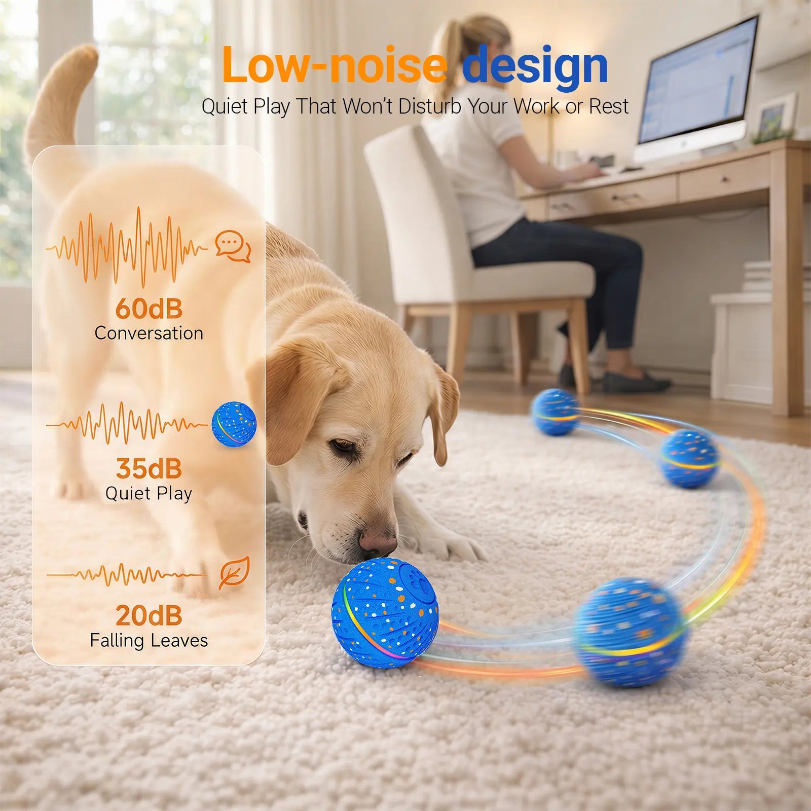 Automated Interactive Dog Ball Toy for Small to Medium Breeds, LED Illuminated, USB Rechargeable Fetch Toy for Indoor and Outdoor Activities
