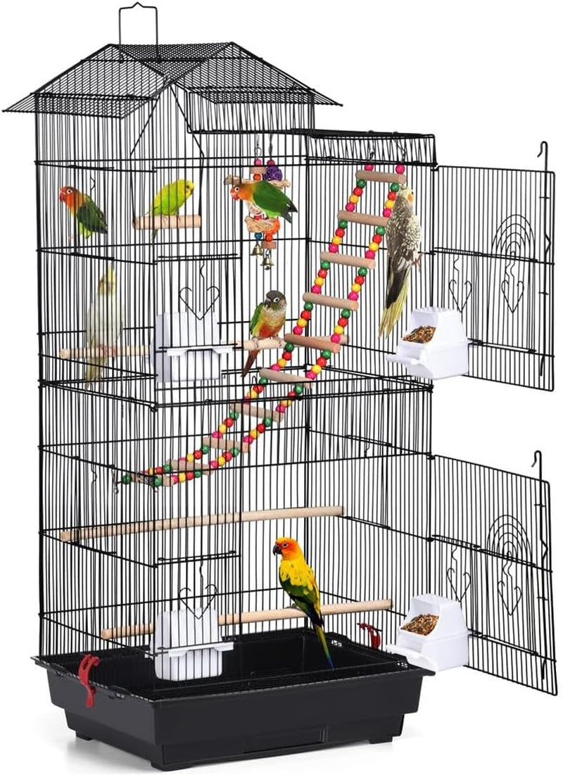 39-Inch Large Flight Bird Cage for Small Parrots and Pet Birds with Toys