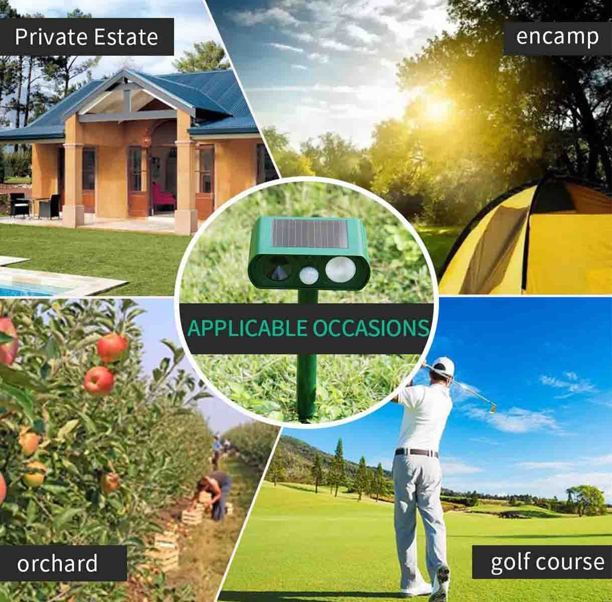 Solar-Powered Ultrasonic Animal Repeller for Dogs and Cats, Waterproof Design
