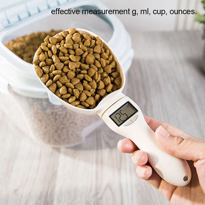 Electronic Pet Food Measuring Scoop with LED Display - Digital Scale for Dog and Cat Food