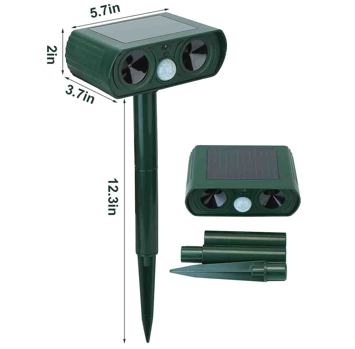 Solar-Powered Ultrasonic Animal Repeller for Dogs and Cats, Waterproof Design
